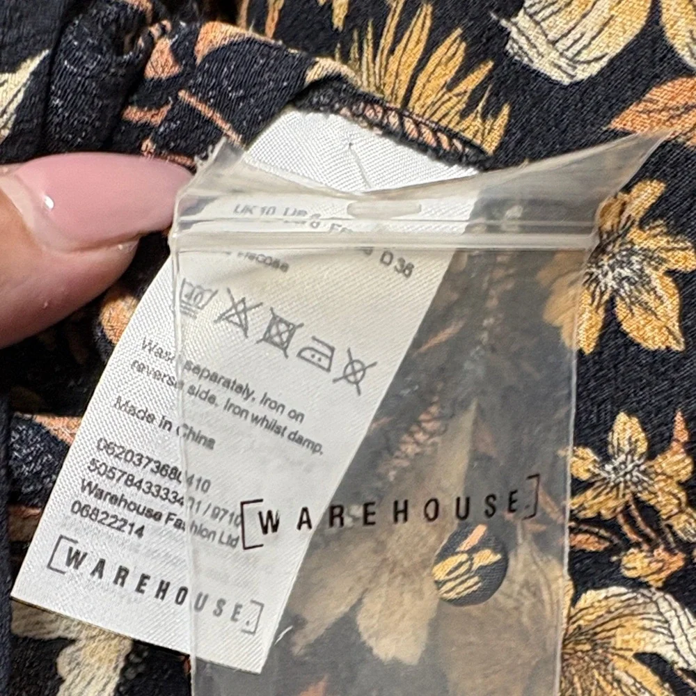 Warehouse Autum Daisy midi long Sleeve Dress - Picture 6 of 7